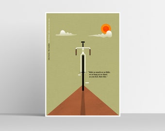 EDDY MERCKX Zitat und Tour de France Rekord illustrierter Druck - Geschenk für Radfahrer