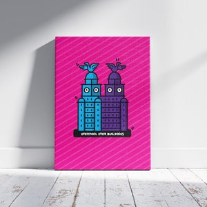 Liverpool Liver bird ilustración pop art dibujos animados Canvas - Regalo para cualquier espacio Merseyside Wall Decor Art
