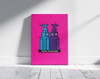 Liverpool Liver bird illustration pop art cartoon Canvas - Gift for any space Merseyside Wall Decor Art
