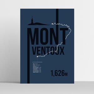 Mont Ventoux Tour de France Route Print - Gift for cyclists / Art / Prints / Posters / Wall Decor