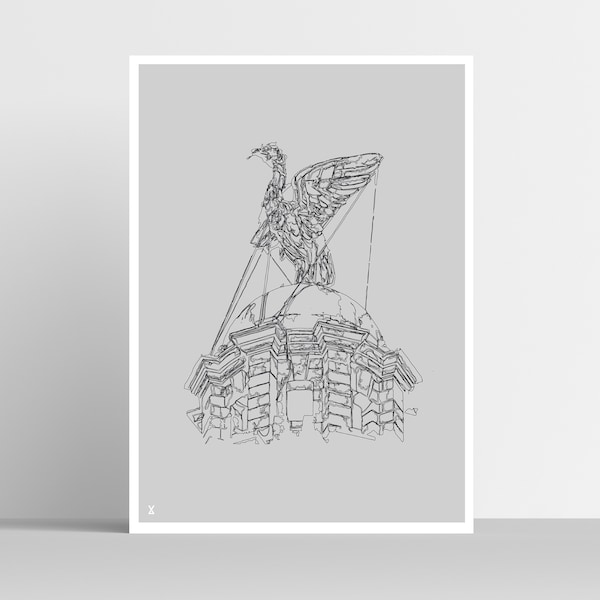 Liverpool Liver bird illustration Print - Gift for any space Merseyside Wall Decor Art