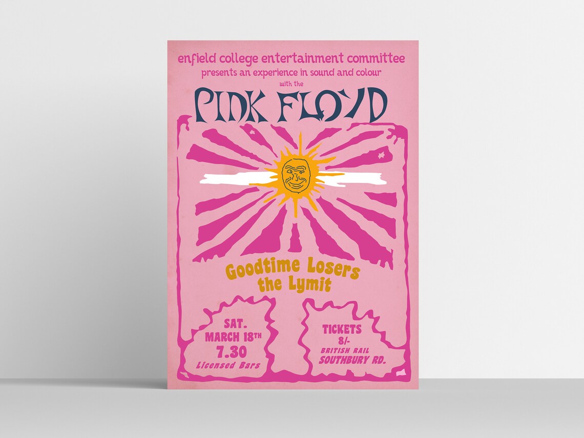 Pink Floyd Concert Poster Print March 18th 1967 Enfield Tech Etsy