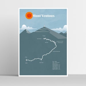 Impression Route du Tour de France du Mont Ventoux - Illustration cadeau pour cyclistes