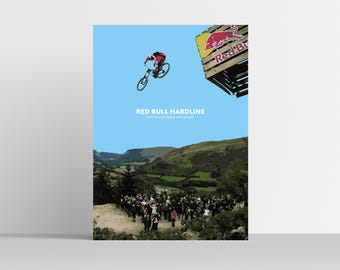 Mountain Bike Hardline MTB Road gap Illustrazione Galles ciclismo Poster Stampe