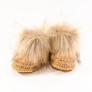 Fur Winter Booties, Neutral Fur booties, Baby booties, Gold booties, Baby Ugg Boots, Infant shoes, Newborn booties, Baby gift, Baby Boy Gift