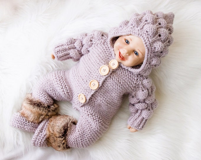 Hand knitted Bubble Baby girl Romper, Baby home coming outfit, Baby girl jumpsuit set, Hooded Overall and booties, Newborn take home outfit