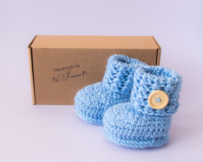Blue Baby Boy Booties Crochet Baby Booties Baby Etsy
