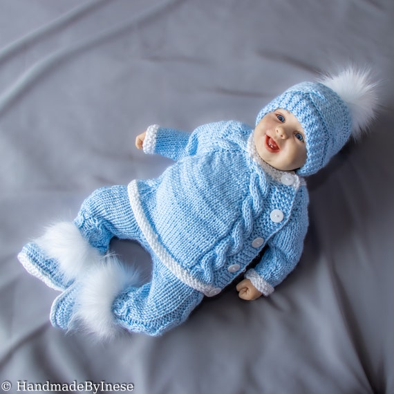 Tenue de retour à la maison pour bébé garçon, tenue de bébé tricotée,  ensemble de layette