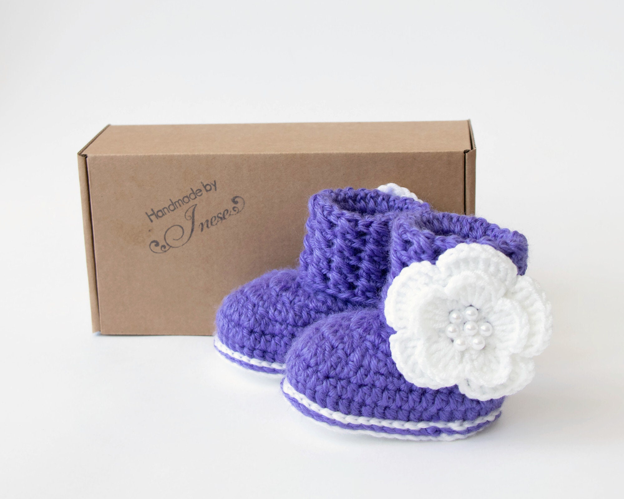 Purple Baby Booties Baby Girl Booties Baby Flower Booties Baby