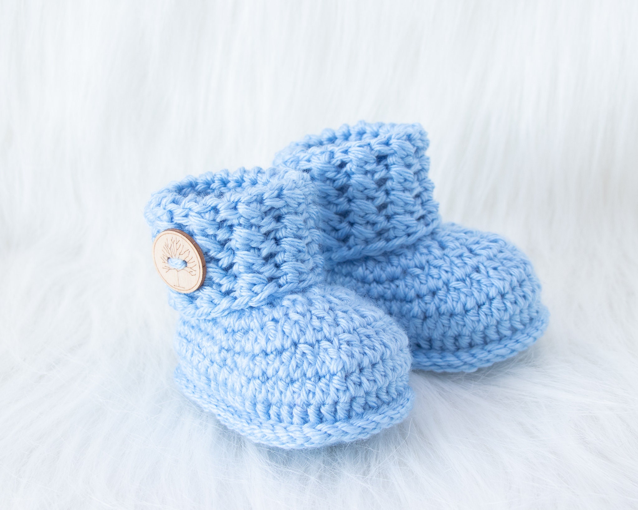 Blue Baby boy booties, Crochet baby 