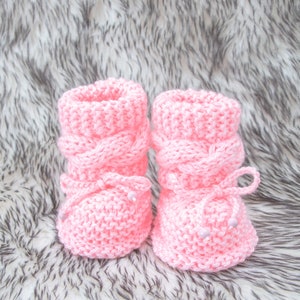 Pink Baby Booties and hat, Knitted Baby Hat, Knitted Baby Booties, Baby girl outfit, Baby girl booties, Baby girl beanie, Baby girl gift image 8