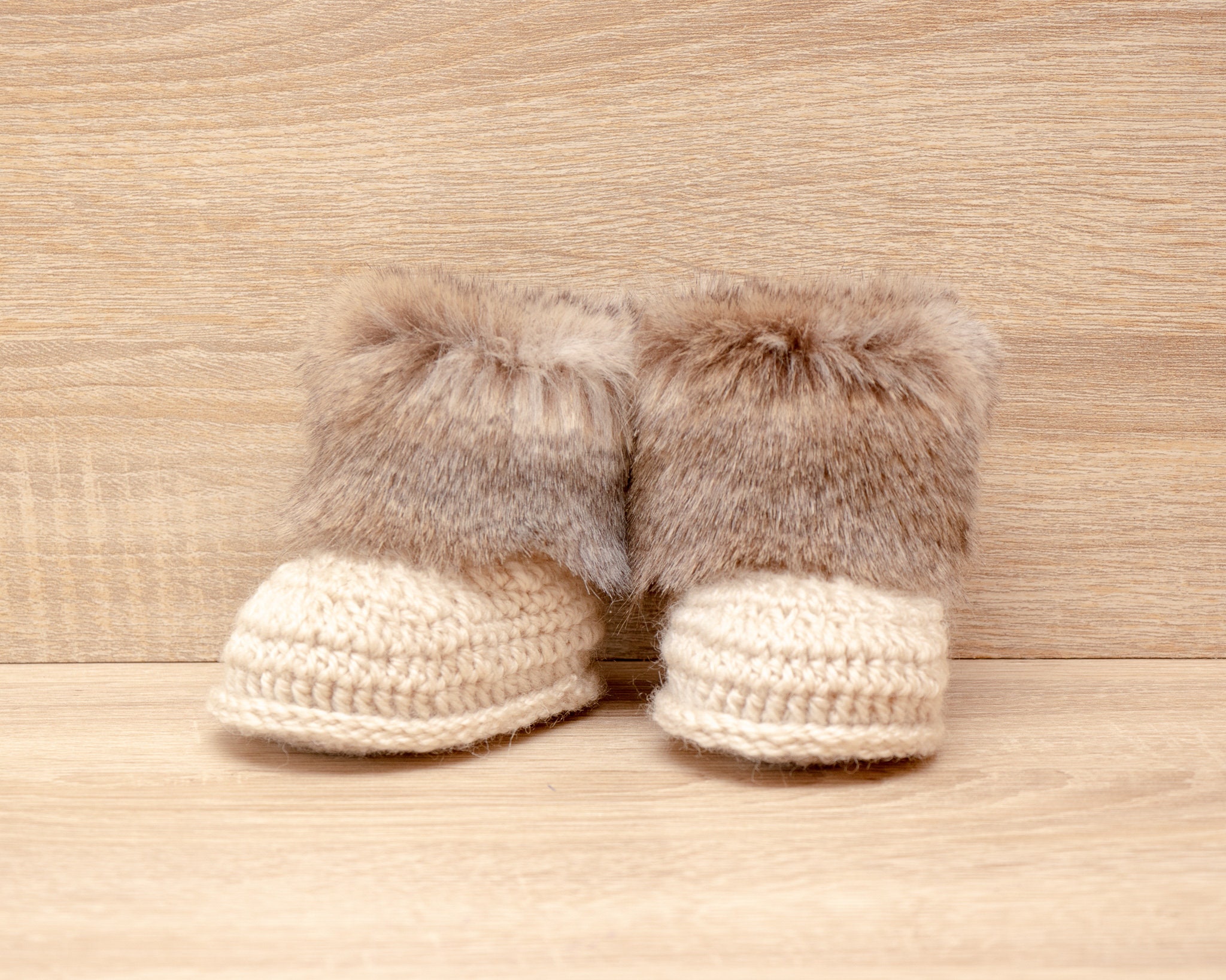 Gender neutral baby booties, Unisex baby shoes, Faux fur