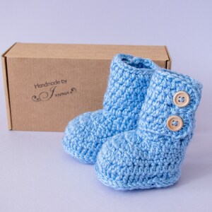 Twin Boy & Girl baby Booties, Crochet booties, Twin preemie gift, Pregnancy Announcement, Pink and blue booties, Pink booties, Blue booties image 3