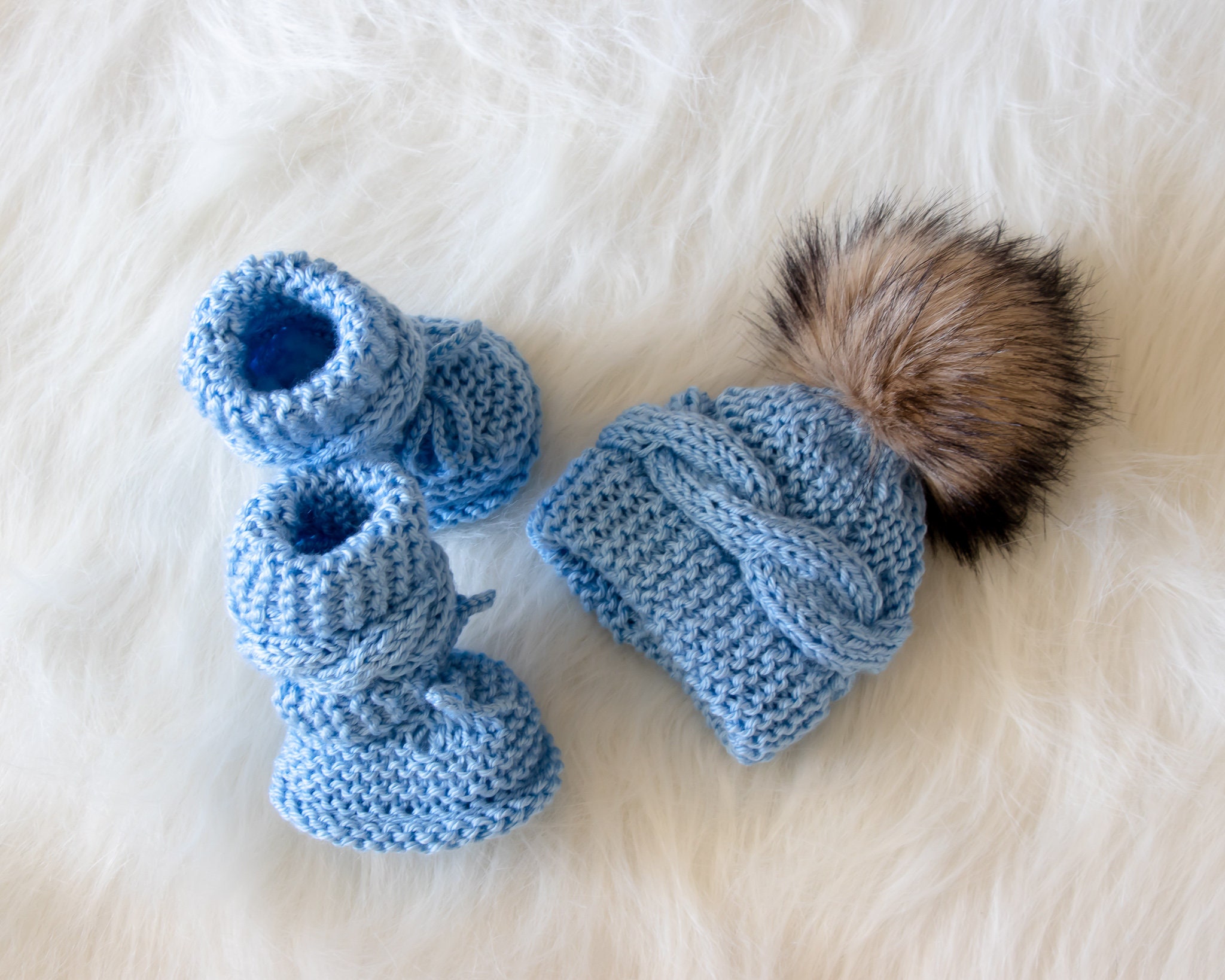 baby boy knitted booties