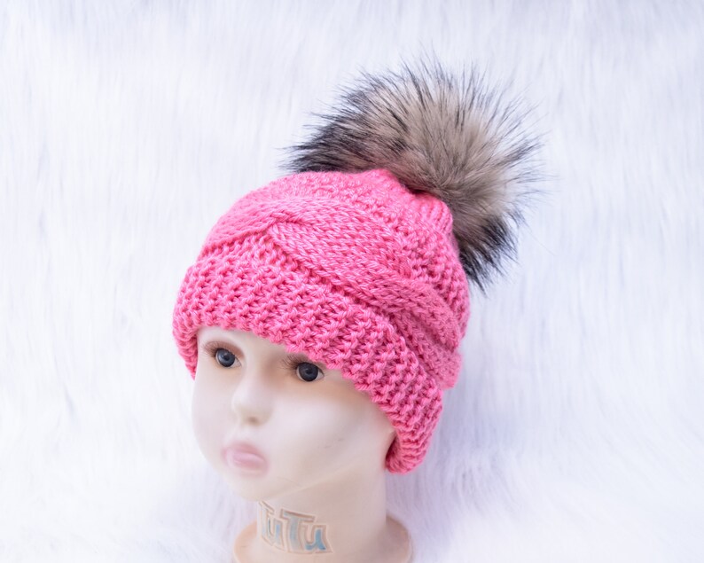 Raspberry Pink Baby Girl Hat and Booties With Fur Baby Girl Etsy