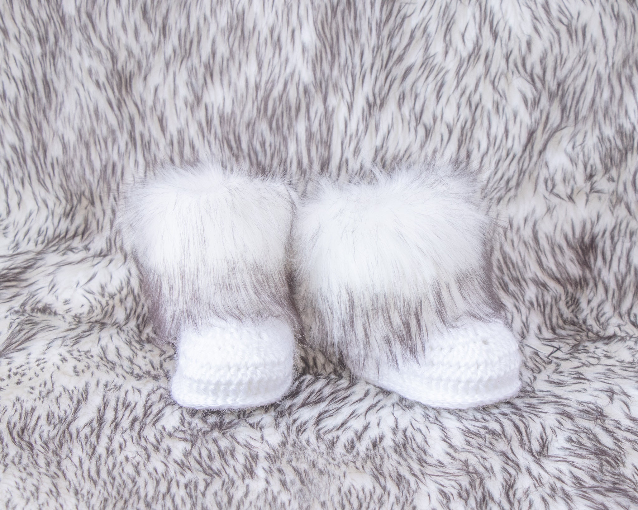 baby white fur boots