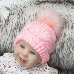 Pink Baby Booties and hat, Knitted Baby Hat, Knitted Baby Booties, Baby girl outfit, Baby girl booties, Baby girl beanie, Baby girl gift image 3