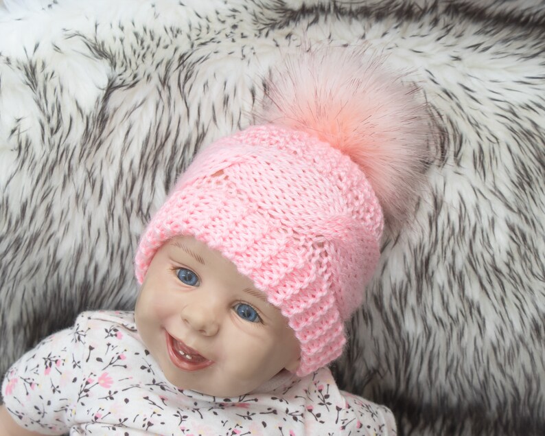 Pink Baby Booties and hat, Knitted Baby Hat, Knitted Baby Booties, Baby girl outfit, Baby girl booties, Baby girl beanie, Baby girl gift image 3