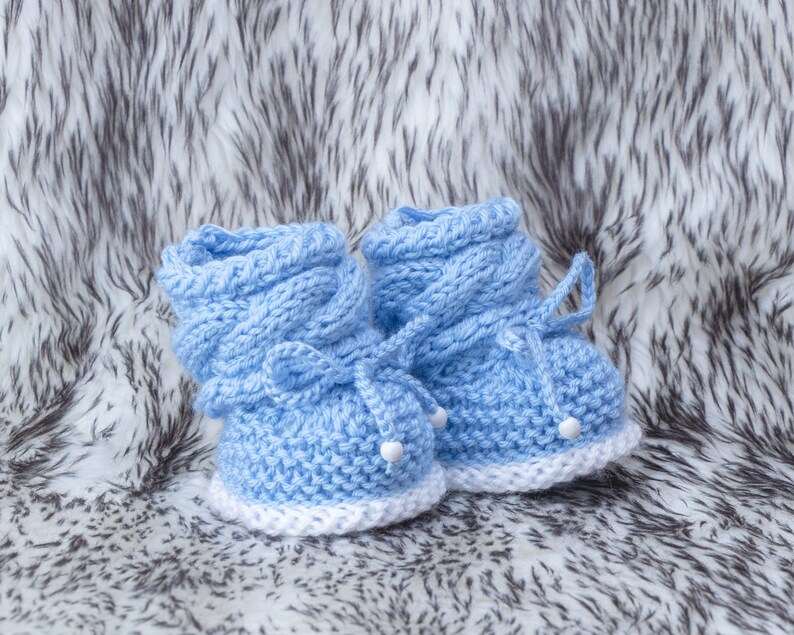 Hand Knit Baby Boy Booties Knitted Baby Booties Blue Baby Etsy