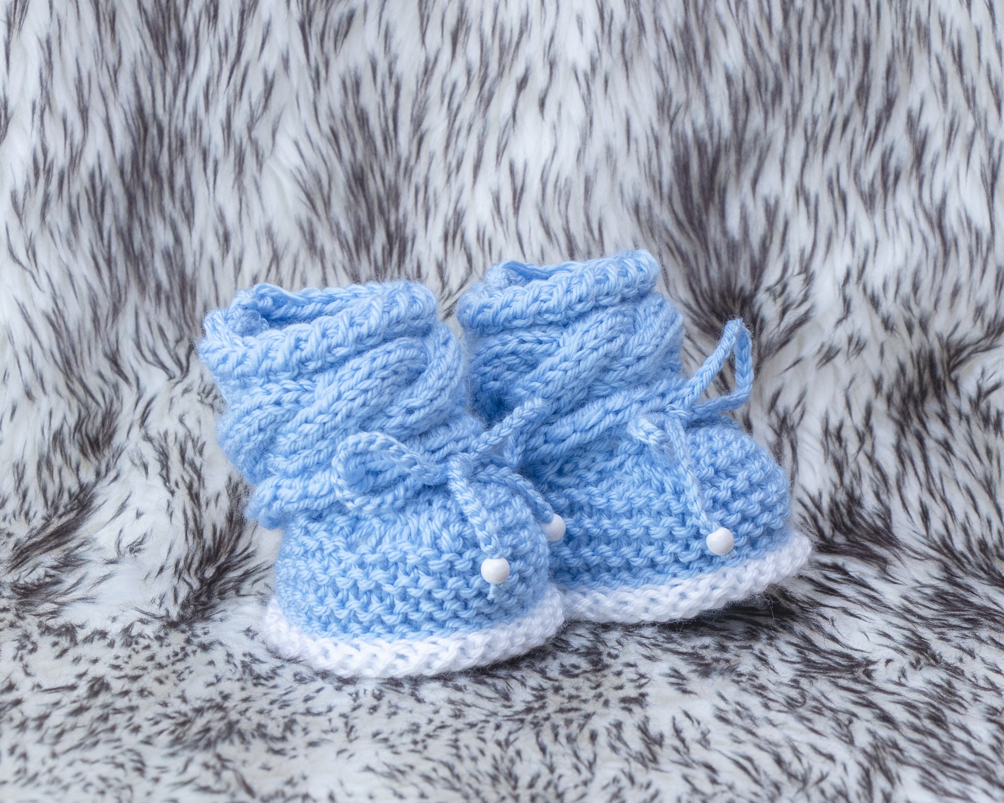 Hand knit Baby boy booties Knitted baby booties Blue Baby | Etsy