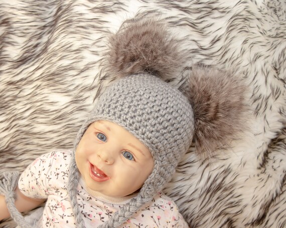 double pom pom hat baby