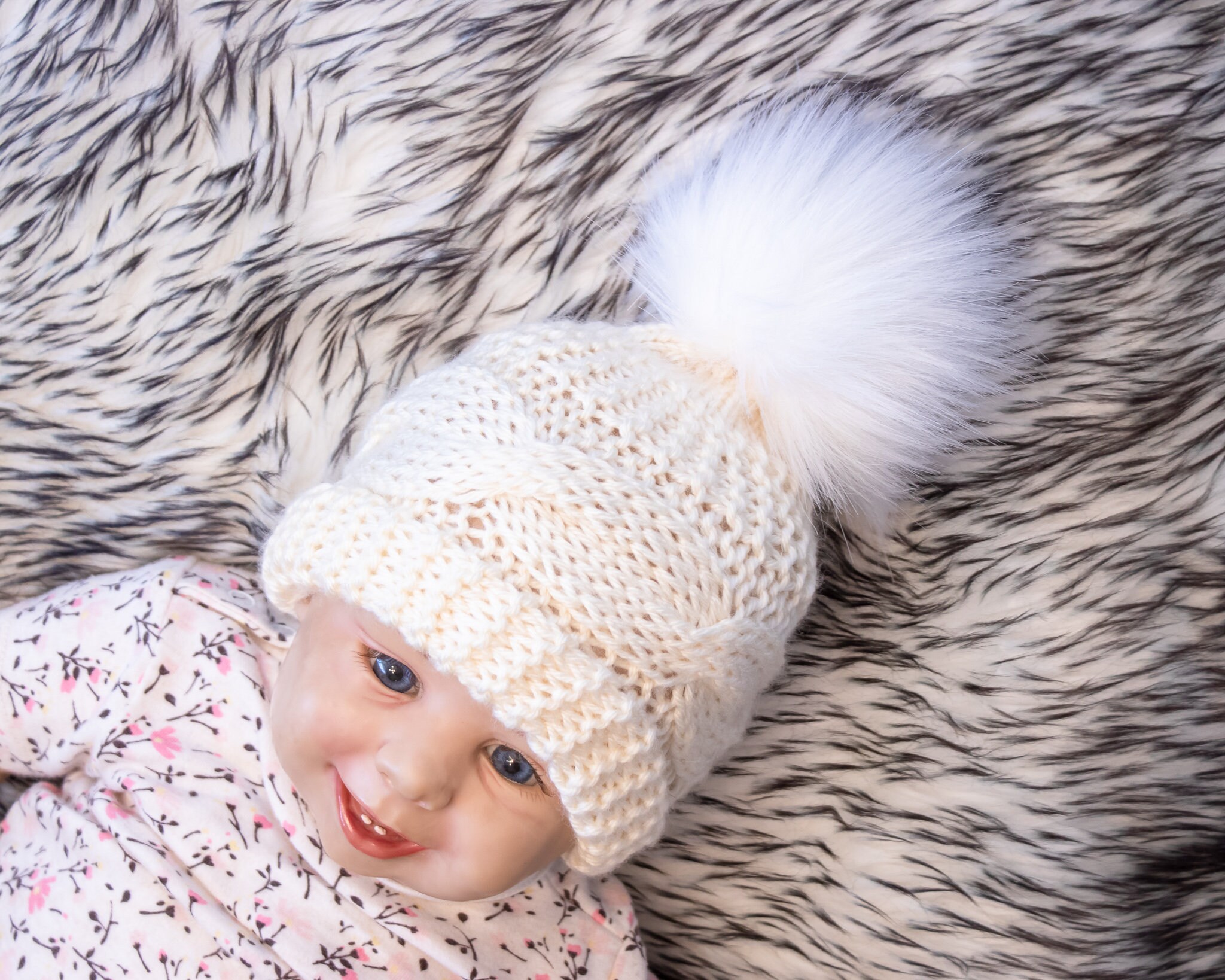 cream newborn hat