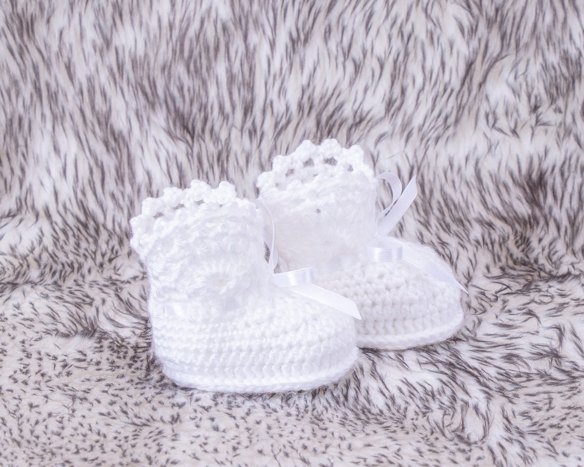 White Baby girl booties Crochet Baby Booties White Booties Etsy
