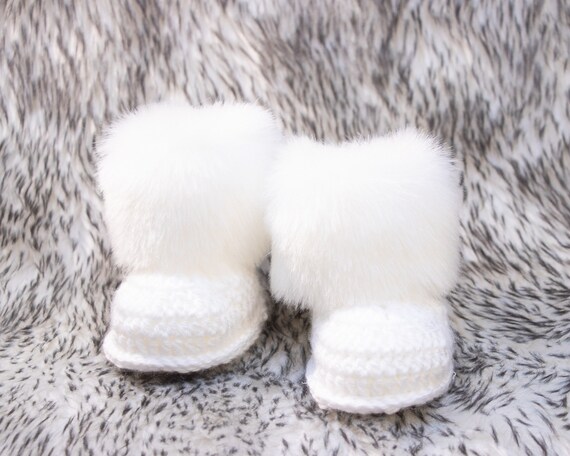 baby white fur boots
