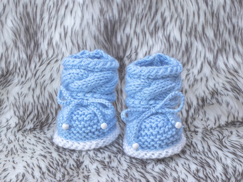 Hand Knit Baby Boy Booties Knitted Baby Booties Blue Baby - Etsy