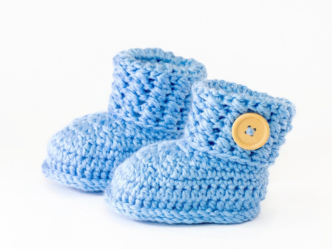 Blue Baby Boy Booties, Crochet Baby Booties, Baby Announcement, Baby