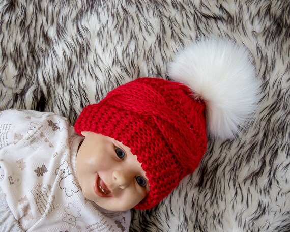 Nœud Bébé Hiver Bonnet Fille Rose Chapeau Enfant Tricoté Chapeaux