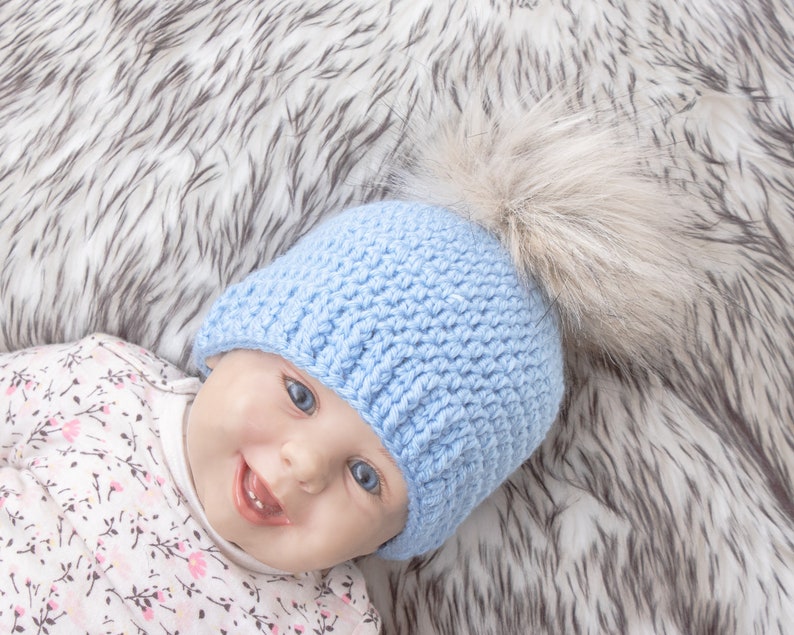 baby boy pom pom hat