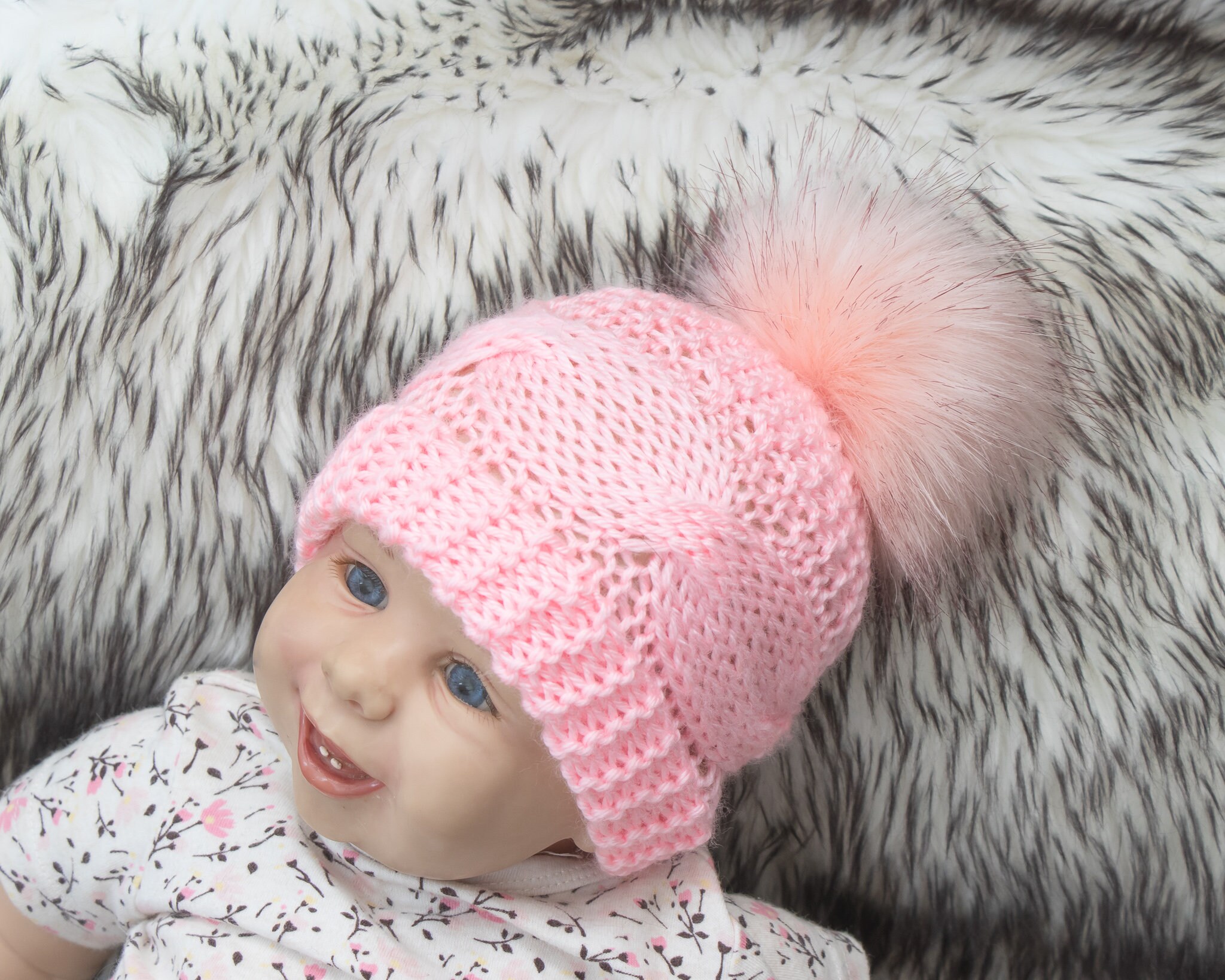 Pink baby winter hat Newborn girl hat Preemie girl hat Hand Etsy