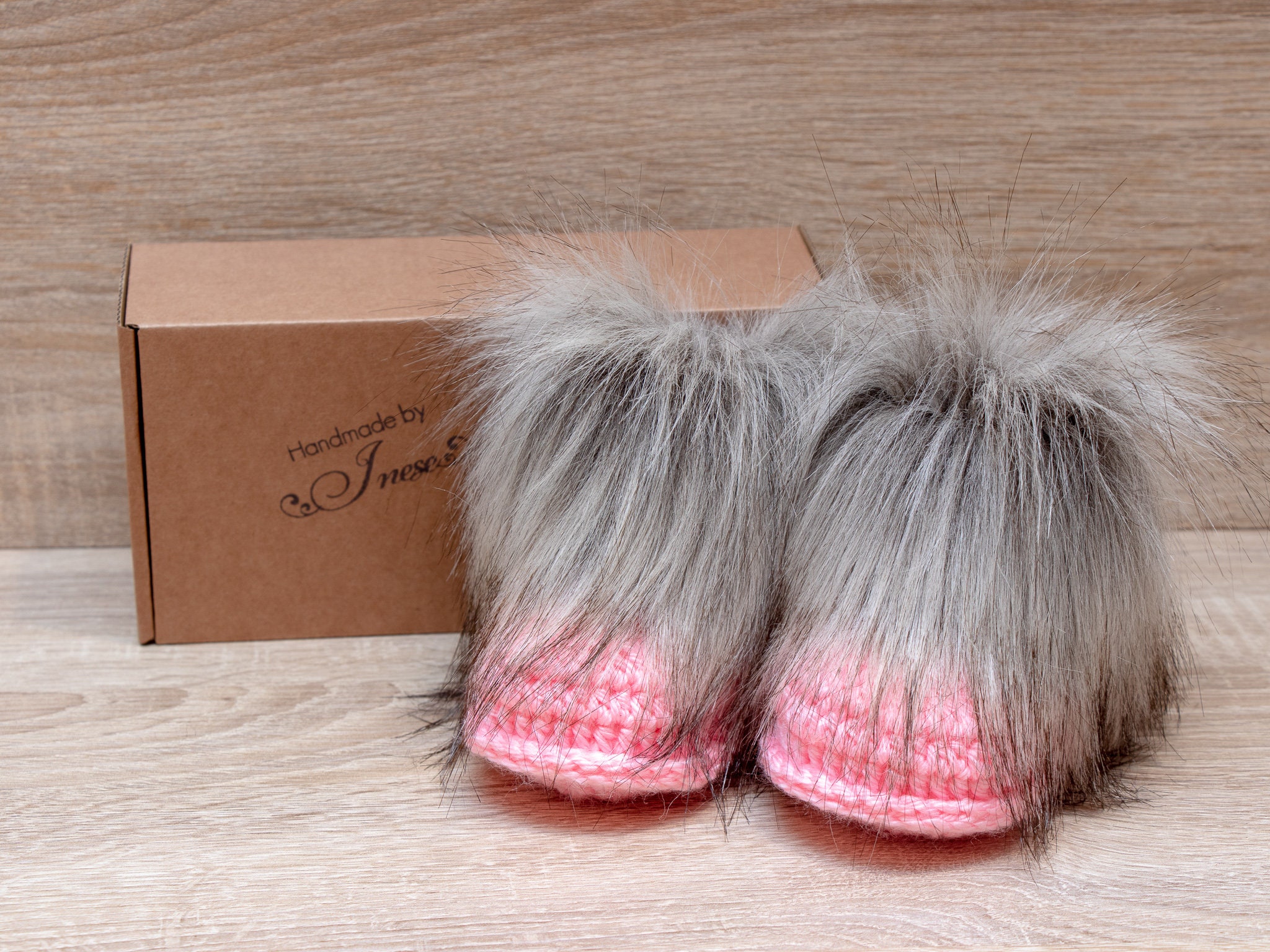 Baby Girl Boots Faux Fur Booties Crochet Baby Booties Baby Girl