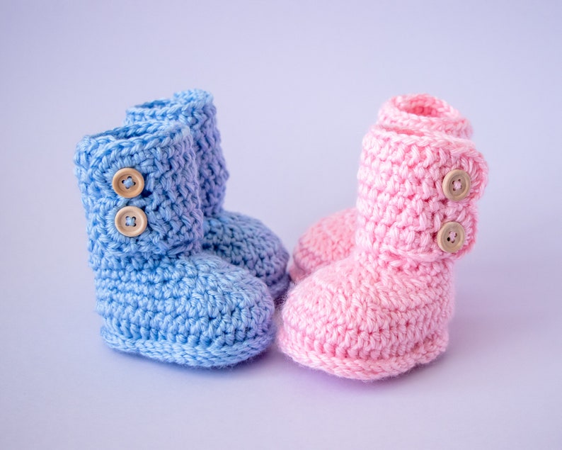 Twin Boy & Girl baby Booties, Crochet booties, Twin preemie gift, Pregnancy Announcement, Pink and blue booties, Pink booties, Blue booties image 4