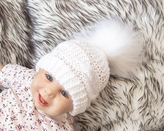 White Baby Hat Baby Winter Hat Baby 