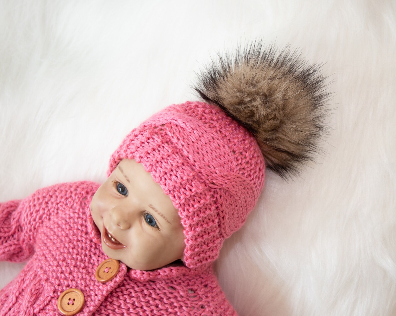 Raspberry Pink Baby Girl Coming Home Outfit Hand Knitted Baby Etsy