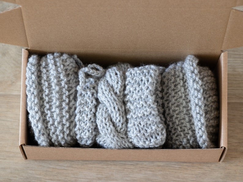 Gray baby booties, Unisex Baby Booties, Knitted booties, Baby boy booties, Baby Hand Knitted Booties, Cable knit baby boots, Infant booties image 6