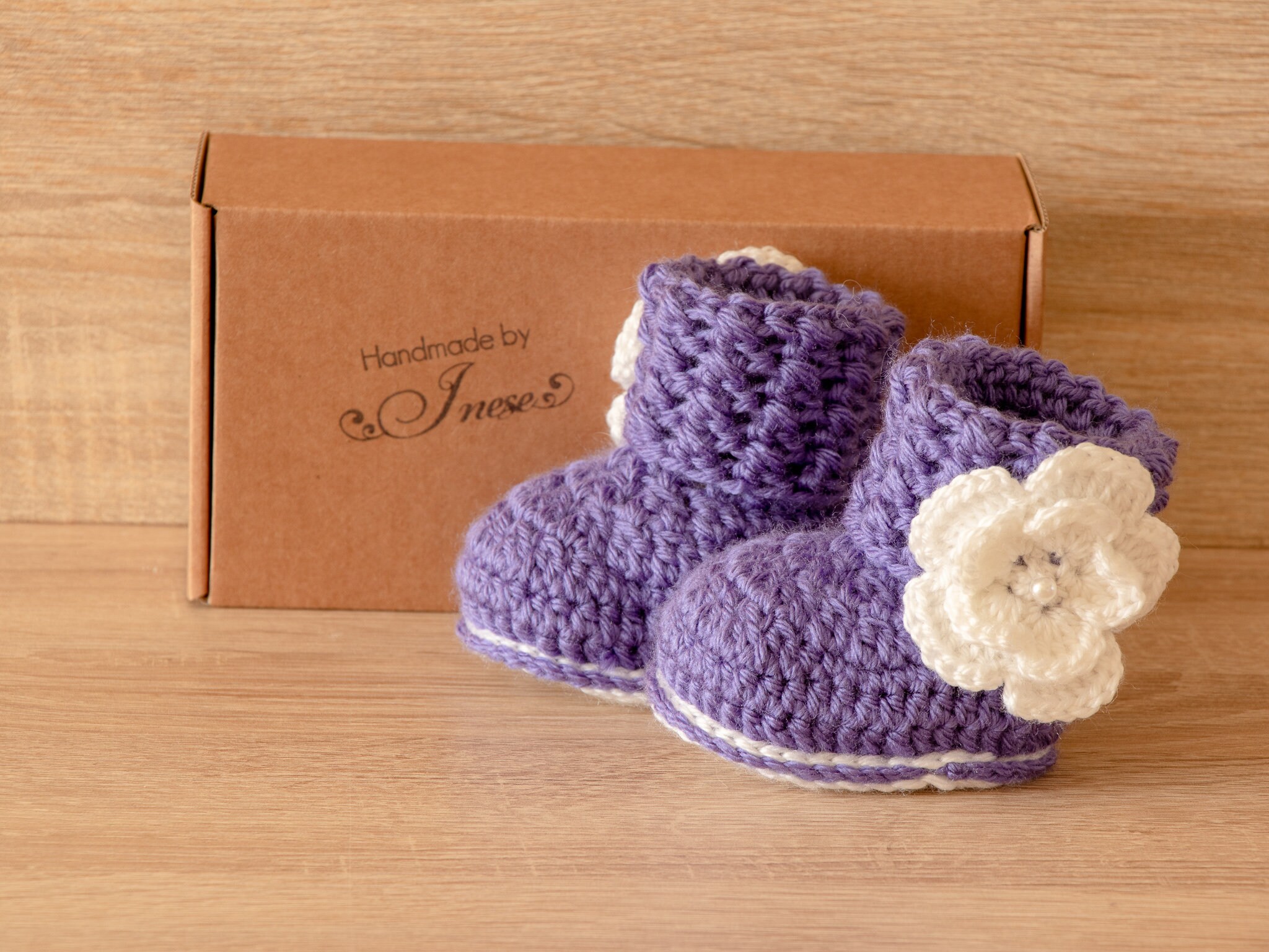 purple baby booties