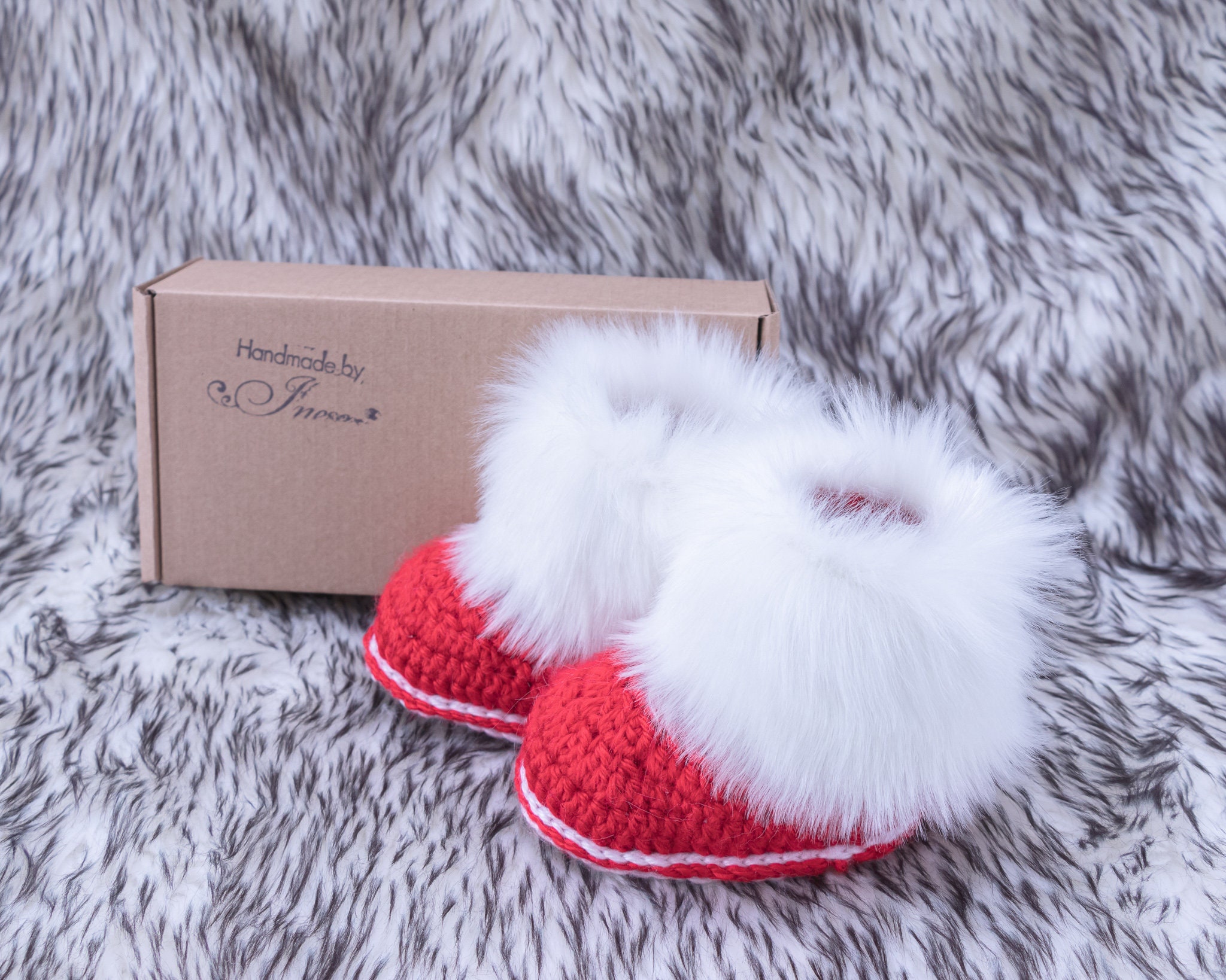 Baby Christmas booties, Fur Boots 