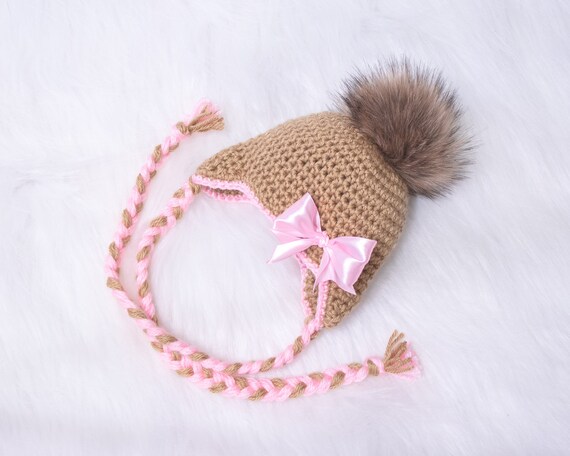 Baby Girl Hat Pom Pom Hat Pom Pom Hat Crochet Baby Girl Etsy