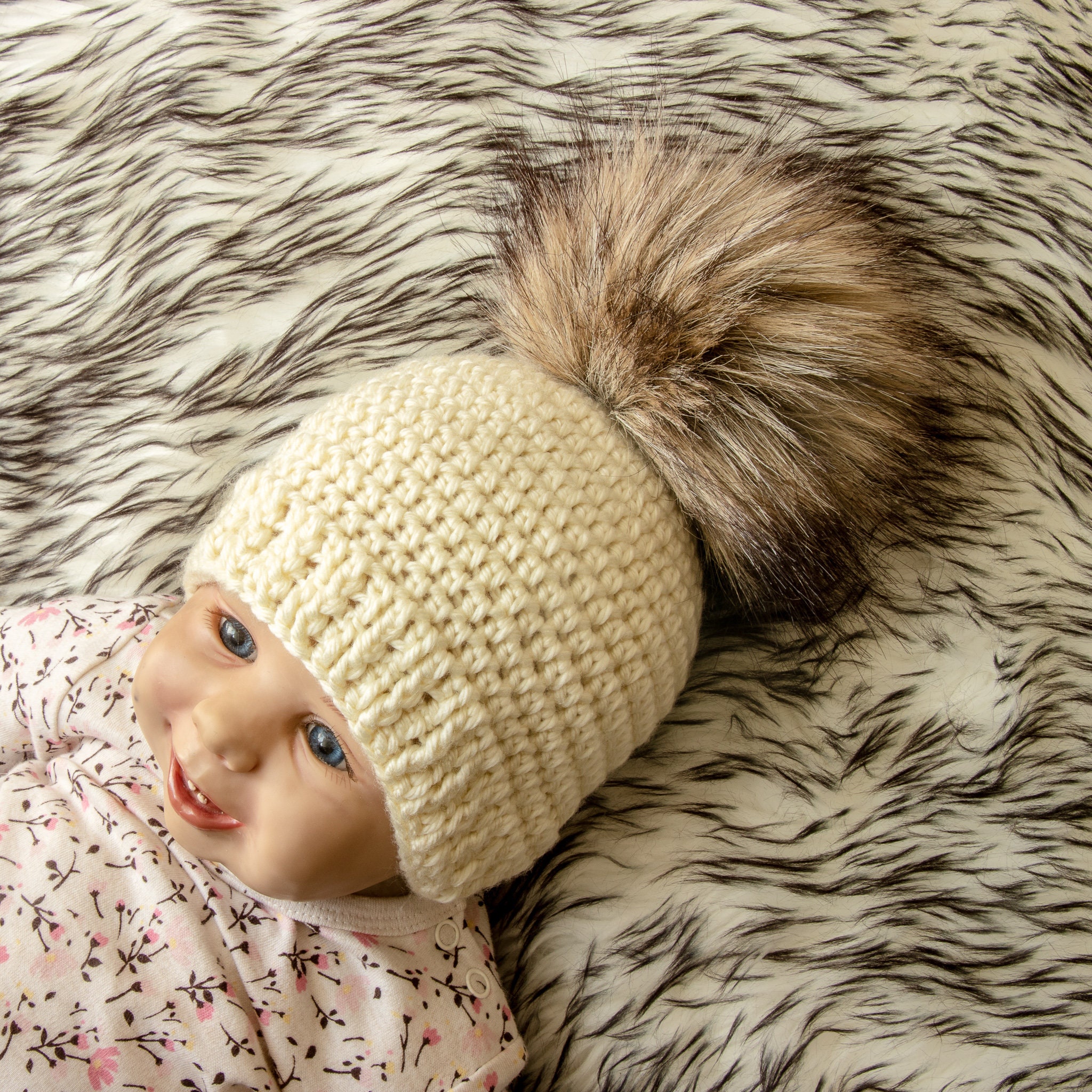 baby winter hat pom pom