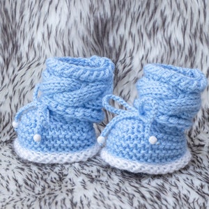 Hand Knit Baby Boy Booties Knitted Baby Booties Blue Baby - Etsy