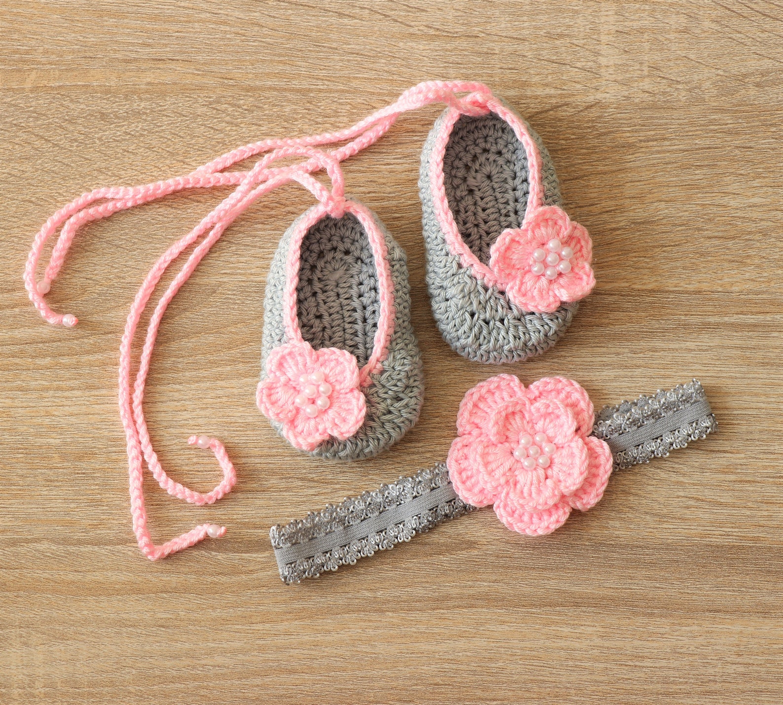 mary janes and headband set - shoes and headband set - baby girl gift - ballet slippers - baby girl set - baby photo prop - pink