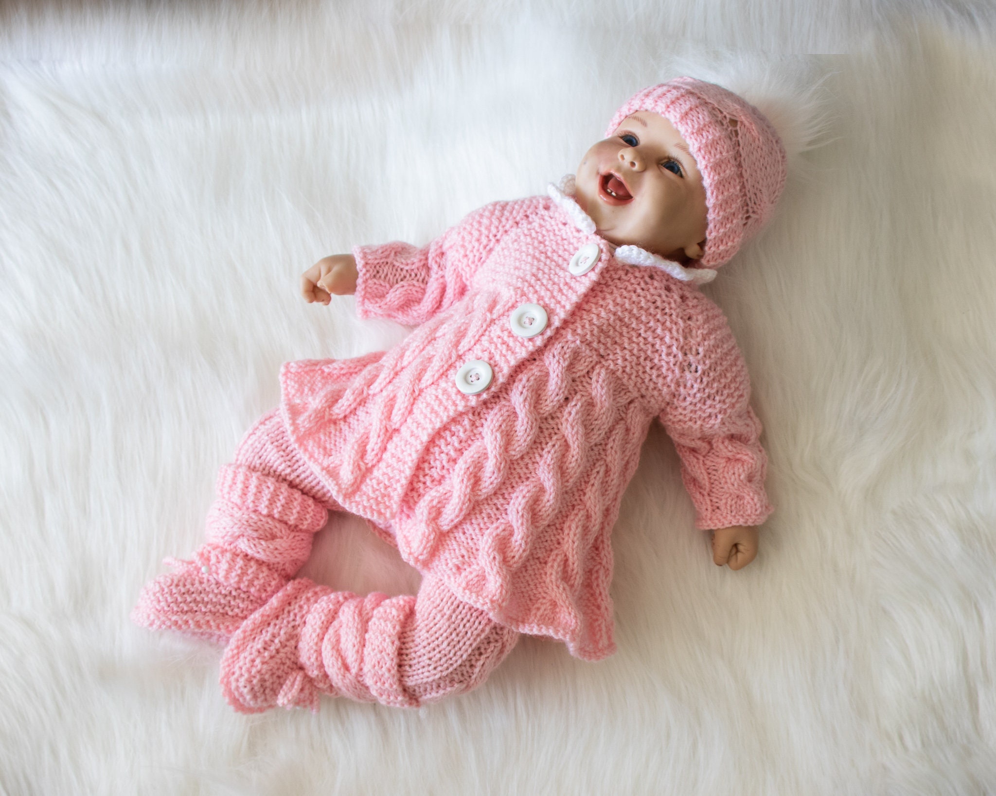 0-3 months Pink baby girl coming home outfit, Baby girl winter