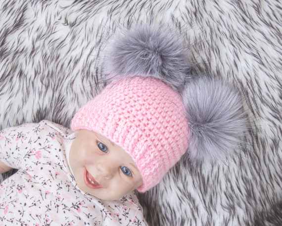Boy And Girl Double Pom Pom Hats Twins Baby Pom Hats Hats Etsy Boy And Girl Double Pom Pom Hats Twins Baby Pom Hats Hats Etsy