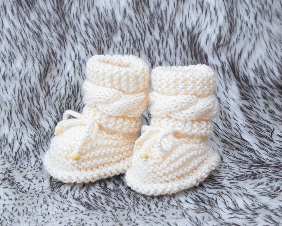 Hand Knitted Baby Booties, Preemie Booties, Newborn Booties, Cable Knit
