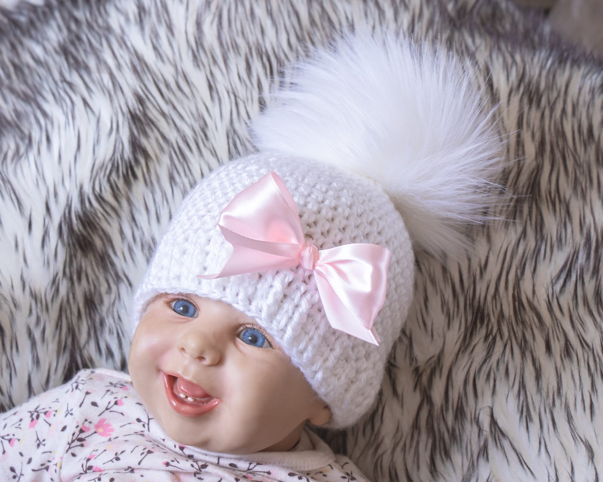baby girl winter hat with bow