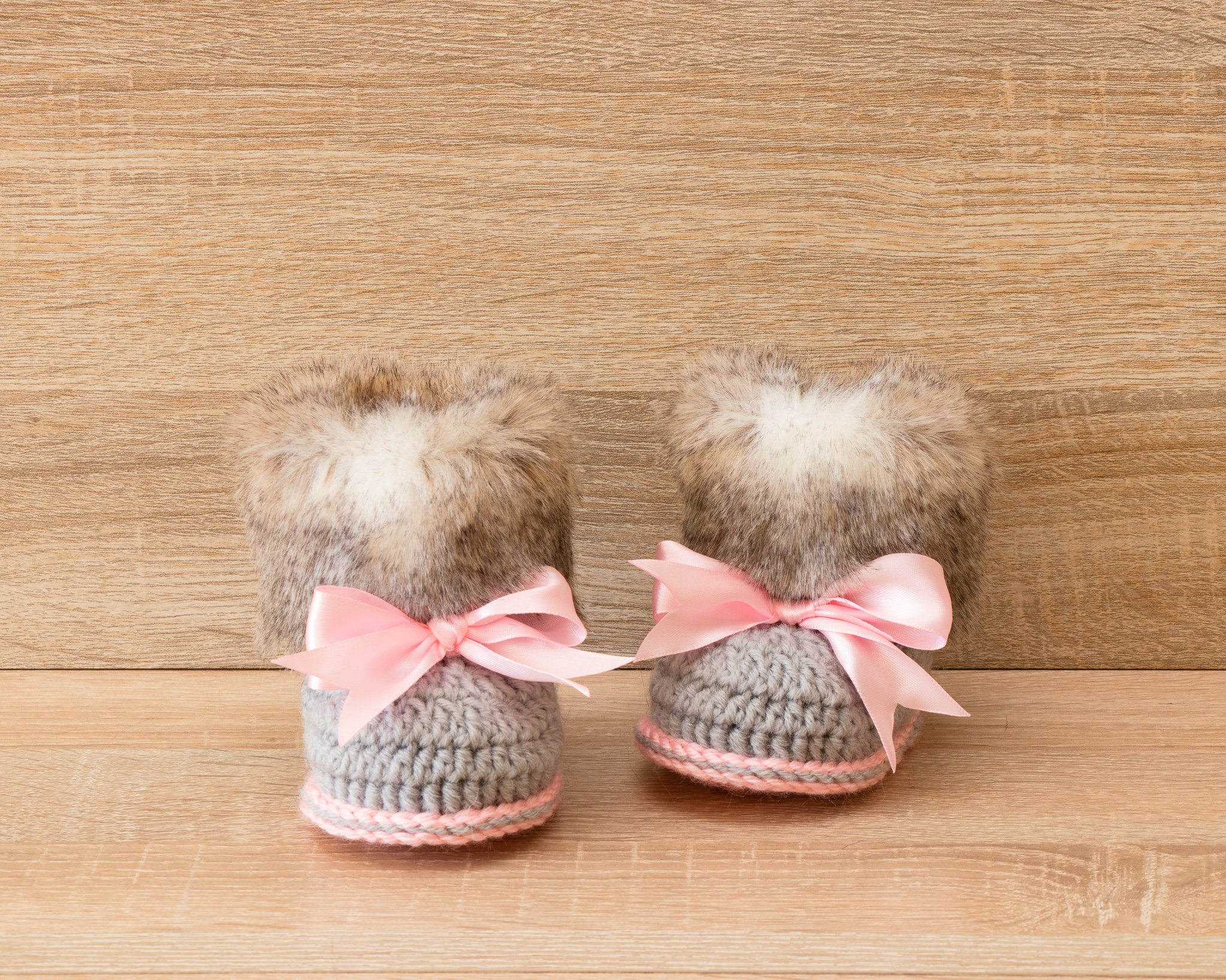 Fur Baby girl booties Crochet booties Baby girl gift Etsy