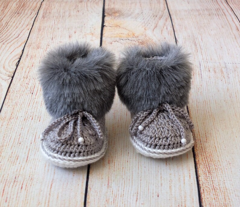 gray baby booties